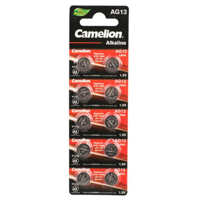 Батарейка для часов, Camelion G 13 BL-10 Mercury Free AG13-BP10, 0%Hg, 357A, LR44, A76