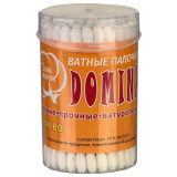 Ватные палочки DOMINA, дерево, круглая банка 65шт