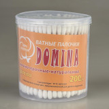 Ватные палочки DOMINA, дерево, круглая банка 200шт