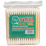Ватные палочки DOMINA, дерево, в пакете 100шт