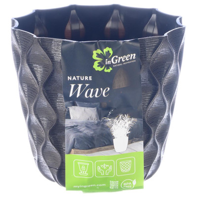 Горшок для цветов InGreen Wave с дренажной сеткой и съемным поддоном 0,65л, D115мм, горький шоколад