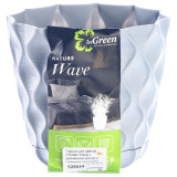 Горшок для цветов InGreen Wave с дренажной сеткой и съемным поддоном 0,65л, D115мм, Утренний туман