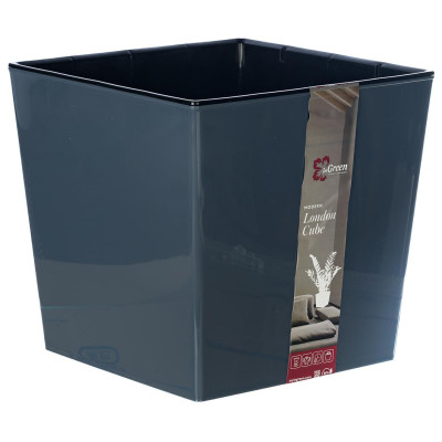 Горшок для цветов InGreen London CUBE 250 х 250 мм, 11,6 л c дренажной вставкой, вулканический серый
