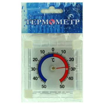 Термометр оконный ТББ ' Биметаллический' квадрат, в пакете-1