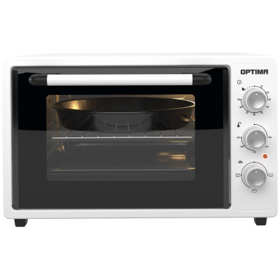 Мини-печь OPTIMA MO-38W (38л, лампа, таймер, 2 противня, решетка, белый, 1400Вт)