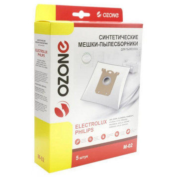 M-02 Мешки-пылесборники Ozone синтетические для пылесоса, 5шт + микрофильтр-2