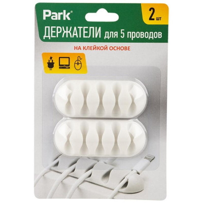 103392 Держатели для 5 проводов на клейкой основе, цвет-белый, 2шт-3