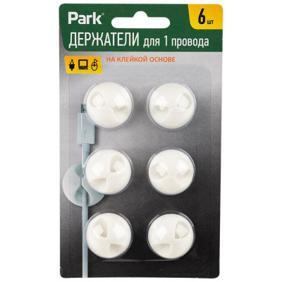 103393 Держатели для 1 провода на клейкой основе 6шт белый-5
