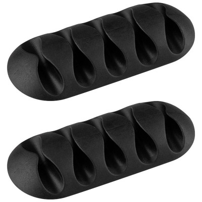 103761 Держатели для 5 проводов на клейкой основе, цвет-черный, 2шт