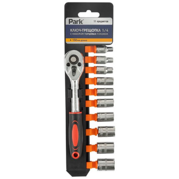 105063 Ключ-трещотка 1/4 + торцевые головки Park-2