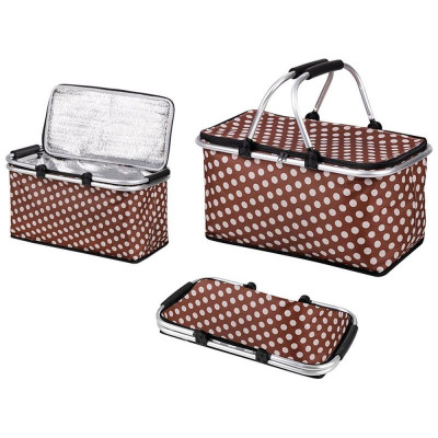 107063 Термосумка складная с алюминиевым каркасом CB-7046-3, с принтом горошек