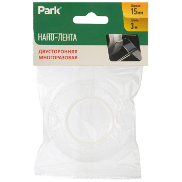 110403 Нано-лента двусторонняя клейкая многоразовая прозрачная Park, 3м-3