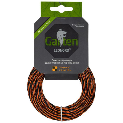 990640 Леска для триммеров двухкомпонентная перекрученная ' Шахматы' Park 2.4мм, 15м, квадрат-3