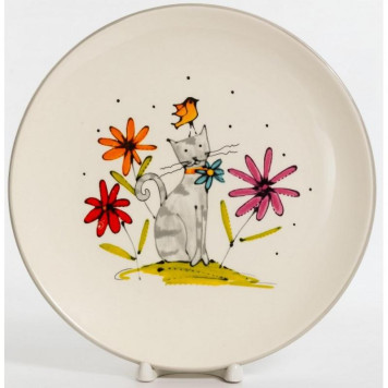 208-07015 Блюдо круглое 'Серый кот' 240мм