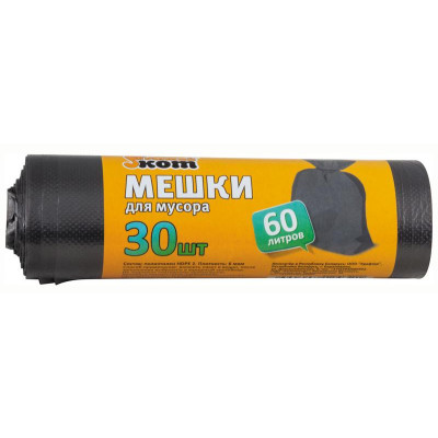 003929 Мешки для мусора 'Рыжий кот', 60л (30шт/рул) черные