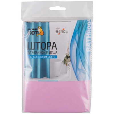005806 Штора для ванной 180х180см розовая
