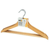 007766 Набор вешалок деревянных с перекладиной 'Рыжий кот' светлое дерево (3шт)