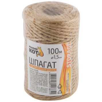 082283 Шпагат растительный (джут) d1.5мм х 100м (бобина) 'Рыжий кот'
