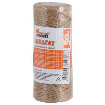 082284 Шпагат растительный (джут) d1.5мм х 50м (бобина) 'Рыжий кот'