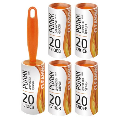 092501 Набор для чистки одежды LRS-204 ролик + 4 сменных блока (20 слоев) 'Рыжий кот'