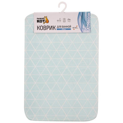 102530 Коврик для ванной с принтом 'Blue' 40х60см, цвет - бирюзовый