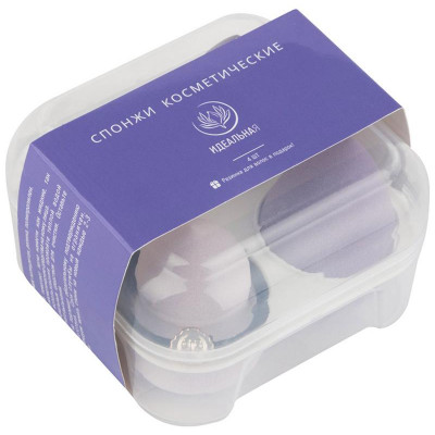 107324 Набор 4 спонжа + 1 резинка для волос ' Идеальная' , фиолетовый-3