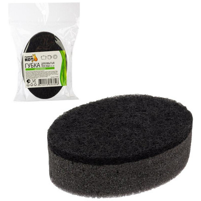 107566 Губка для мытья посуды двухслойная овальная KS-07 (черный)