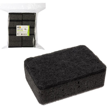 107569 Набор губок для мытья посуды двухслойных прямоугольных KS-08 черный (10шт)