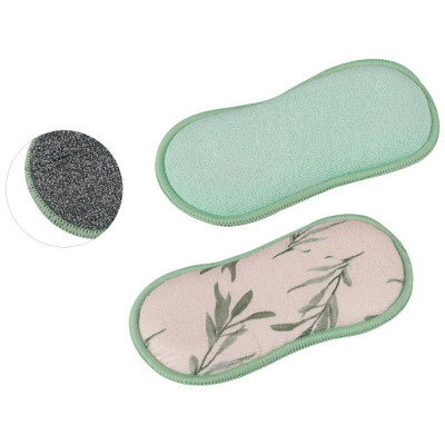 107843 Губка-скраб двухсторонняя 19х9.5см ' Рыжий кот' микрофибра+абразив (2шт)