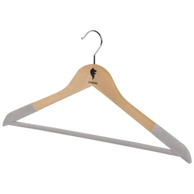 107888 Набор вешалок деревянных, флокированных Leonord (2шт) цвет древесный-1