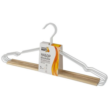 107895 Набор вешалок металлических с деревянной перекладиной 'Винтаж' 'Рыжий кот' (5шт)