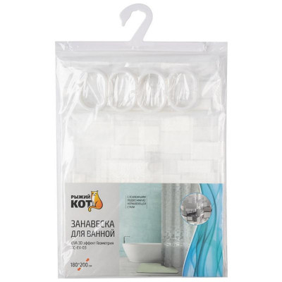 108745 Занавеска для ванной SC-EV-03 'Рыжий кот' EVA 3D эффект Геометрия