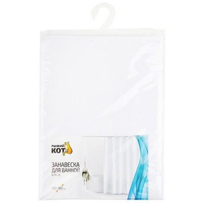 108874 Занавеска для ванной SC-PE-28 'Рыжий кот' белая-2