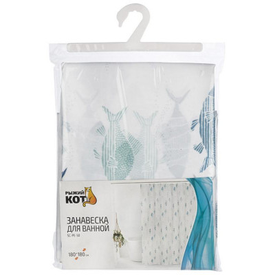 108996 Занавеска для ванной SP-PE-50 'Рыжий кот' Рыбки полные вертикальные-1