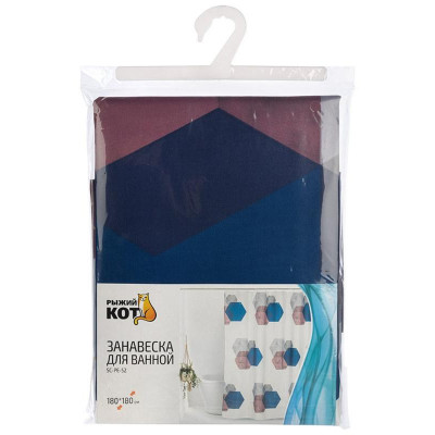108998 Занавеска для ванной SC-PE-52 'Рыжий кот' Угольники-1