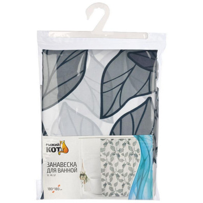 109003 Занавеска для ванной SP-PE-57 'Рыжий кот' Ветки с листьями-1