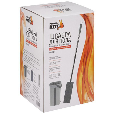 109965 Швабра для пола Helper с насадкой из микрофибры и ведром с механизмом отжима 'Рыжий Кот'-4