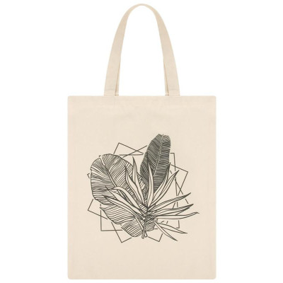 111445 Сумка-шоппер 'Листва', без застежки, бежевая