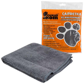 310283 Салфетка из микрофибры M-02 'Рыжий кот', графит, размер 30х30см