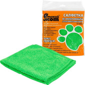 310292 Салфетка из микрофибры M-02Eco 'Рыжий кот', зеленый, размер 25х25см