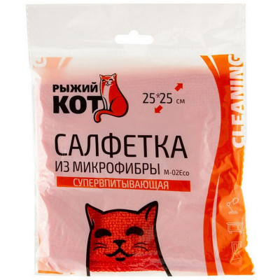 310293 Салфетка из микрофибры М-02Есо, цвет: красный, размер: 25х25см