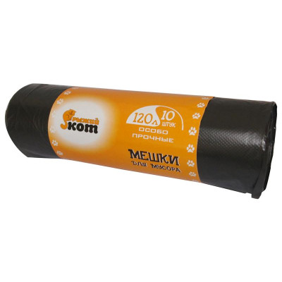 310310 Мешки для мусора особо прочные' Рыжий кот' , 120л (10шт/рул) черные