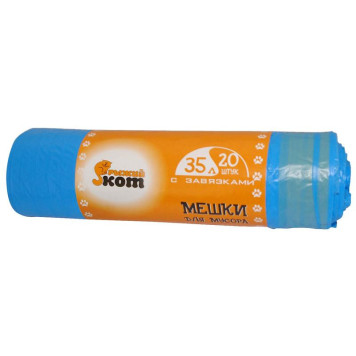 310326 Мешки для мусора с завязками 'Рыжий кот', 35л (20шт/рул) синий