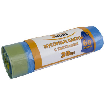 310399 Мешки для мусора с завязками 'Рыжий кот', 60л (20шт/рул) синий-2