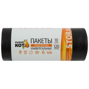 310410 Пакеты универсальные 120л (10шт./рул.) особо прочные, ПВД, черные, 40мкм-1