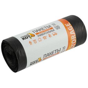 310410 Пакеты универсальные 120л (10шт./рул.) особо прочные, ПВД, черные, 40мкм