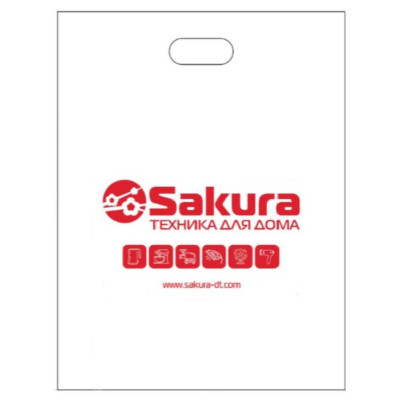 Пакет Sakura 29*40 с проруб.усил. ручками, 50мкм, белый (50шт в упак)