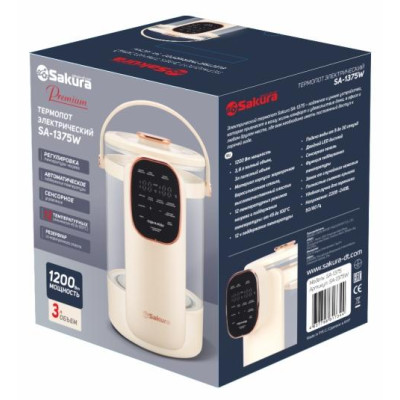Термопот SA-1375W Premium 3л стекл LCD сенсор-1