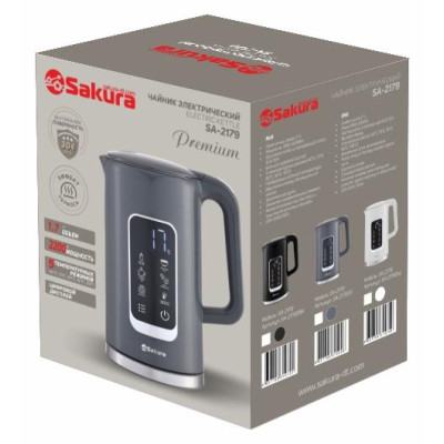 Чайник электр SA-2179DBK Premium (1.7) сенс.дисплей, черн д-1