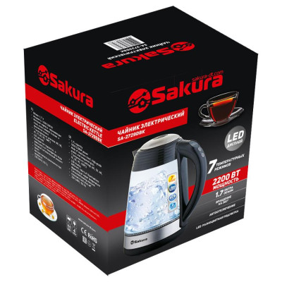 Чайник электр SA-2729DBK (1.7) стекл 7темп реж LED дисплей-2